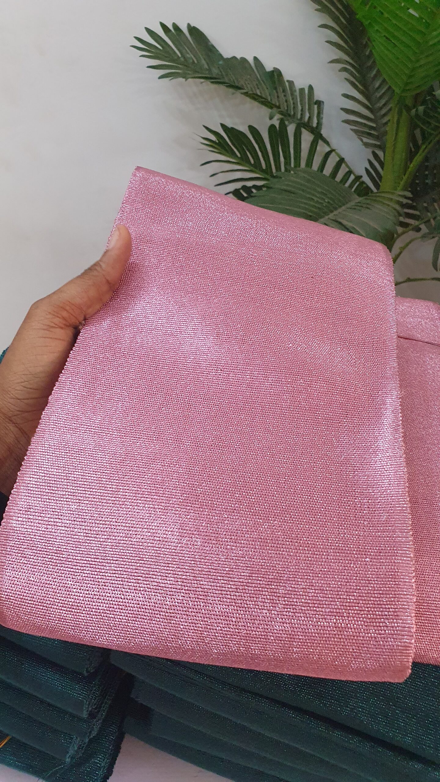 Baby Pink Metallic Aso oke